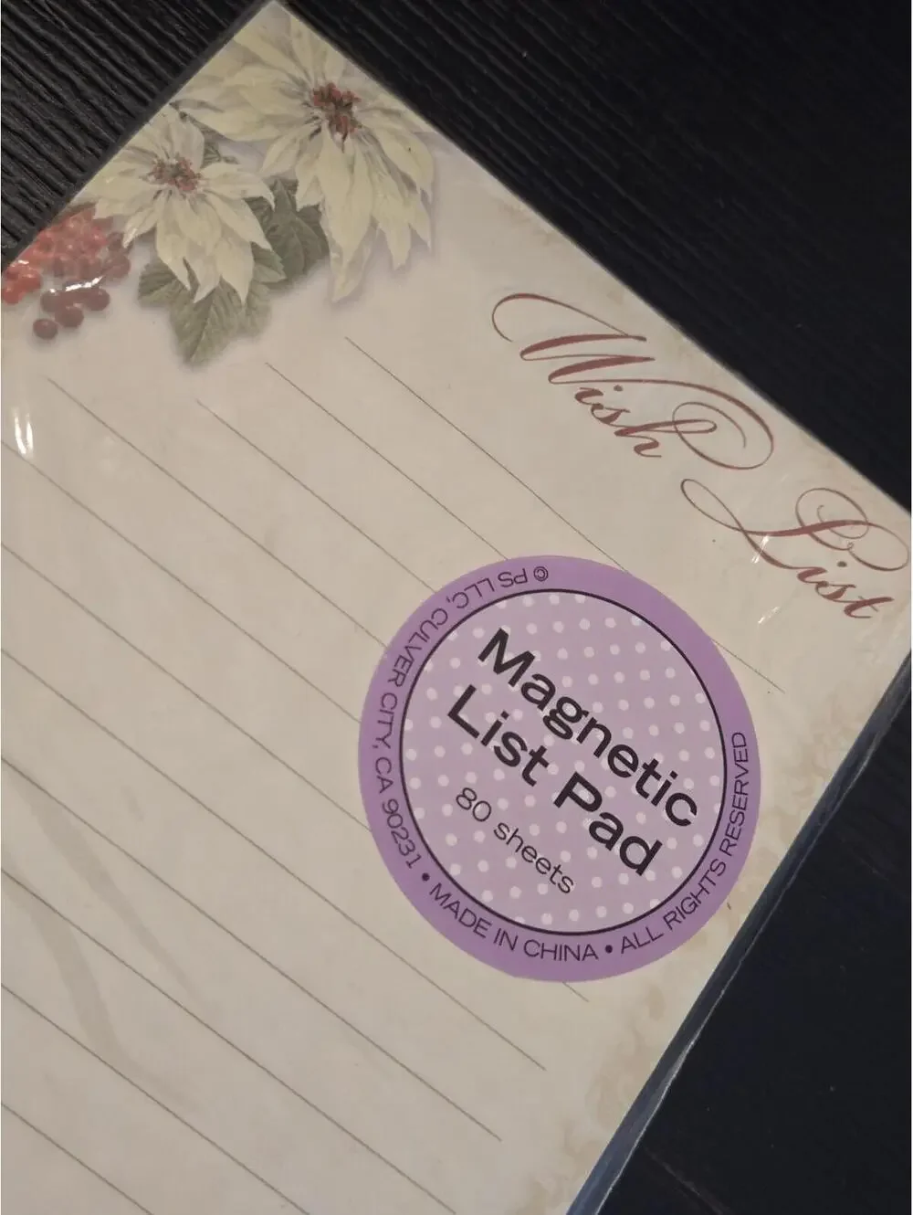 Pooch & Sweetheart Wish List Purple Floral Magnetic List Pad 80 Sheets Sealed